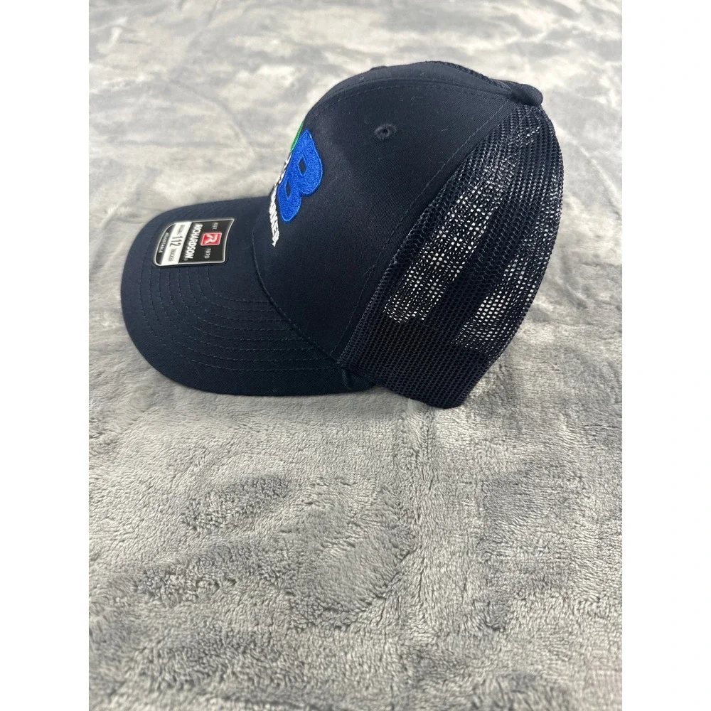 Richardson 112 Trucker Hat Navy Blue Pye-Barker Embroidered Logo Snapback Cap
